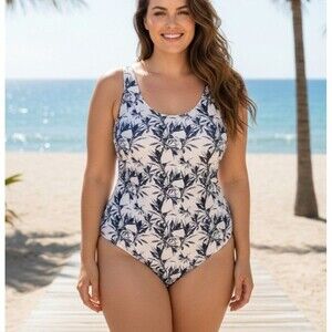 NWT Nicole Miller Size 3X Swimsuit One Piece Scoop Back Moonless Night $120